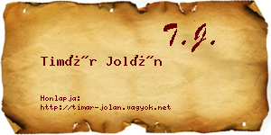 Timár Jolán névjegykártya